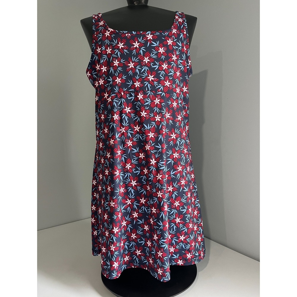 Columbia PFG Dress Womens L Floral Print Red White Blue *READ*